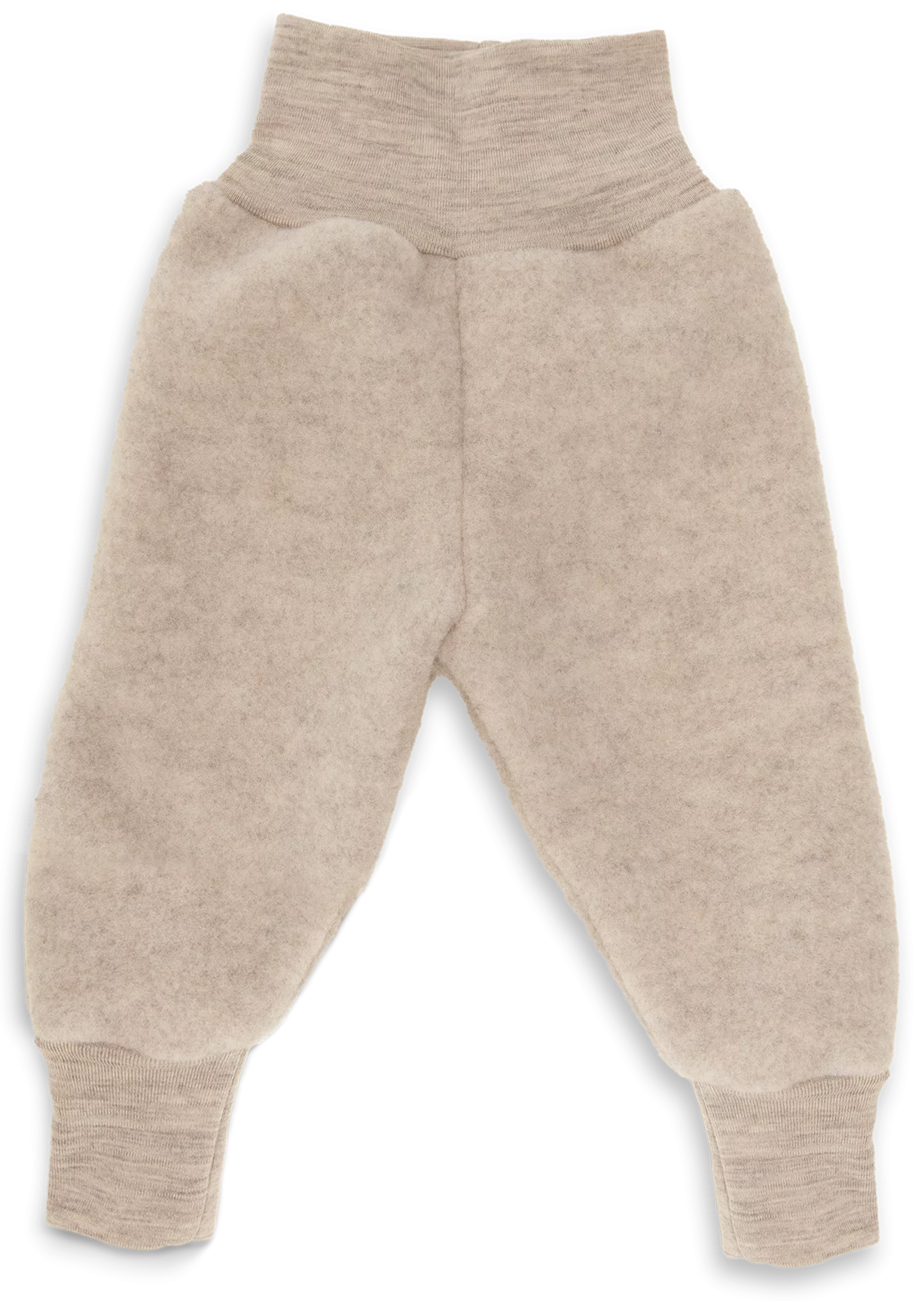 Culotte bébé en polaire de laine avec cordon ombilical | coloris sable chiné