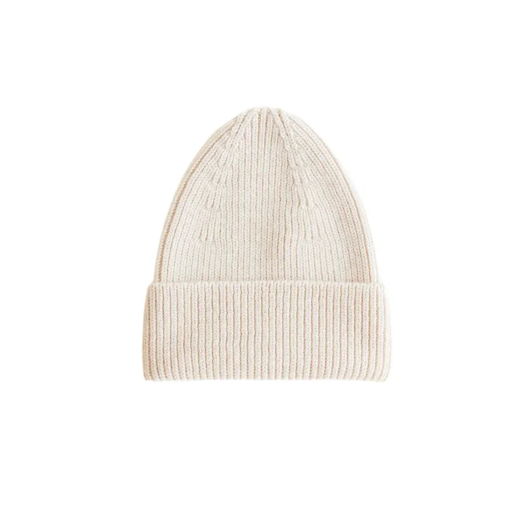 Beige ribbed Strickmütze für Erwachsene, Beanie Fonzie in Cremefarbe