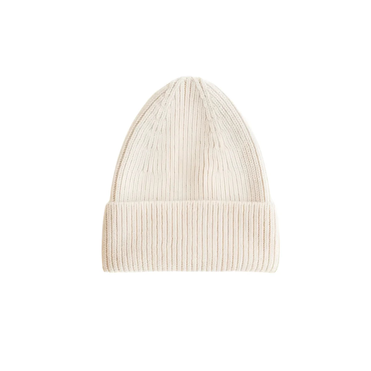 Beige ribbed Strickmütze für Erwachsene, Beanie Fonzie in Cremefarbe