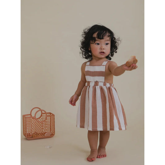 Gestreiftes Kleider für Kleinkinder, präsentiert im Produkt Apron Skirt | Sienna Stripes