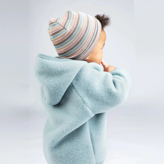 Engel Baby-Mütze Pastellcolour geringelt Detailansicht