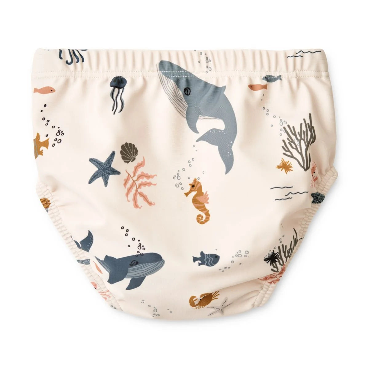 Baby Schwimmhose ANTHONY mit Ozean-Muster von Walen, Seepferdchen, Quallen und Seesternen