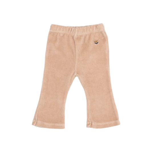 Beige Velours Babyhosen aus Baby Velvet Legging Flare in Elfenbein oder Rosenfarbe