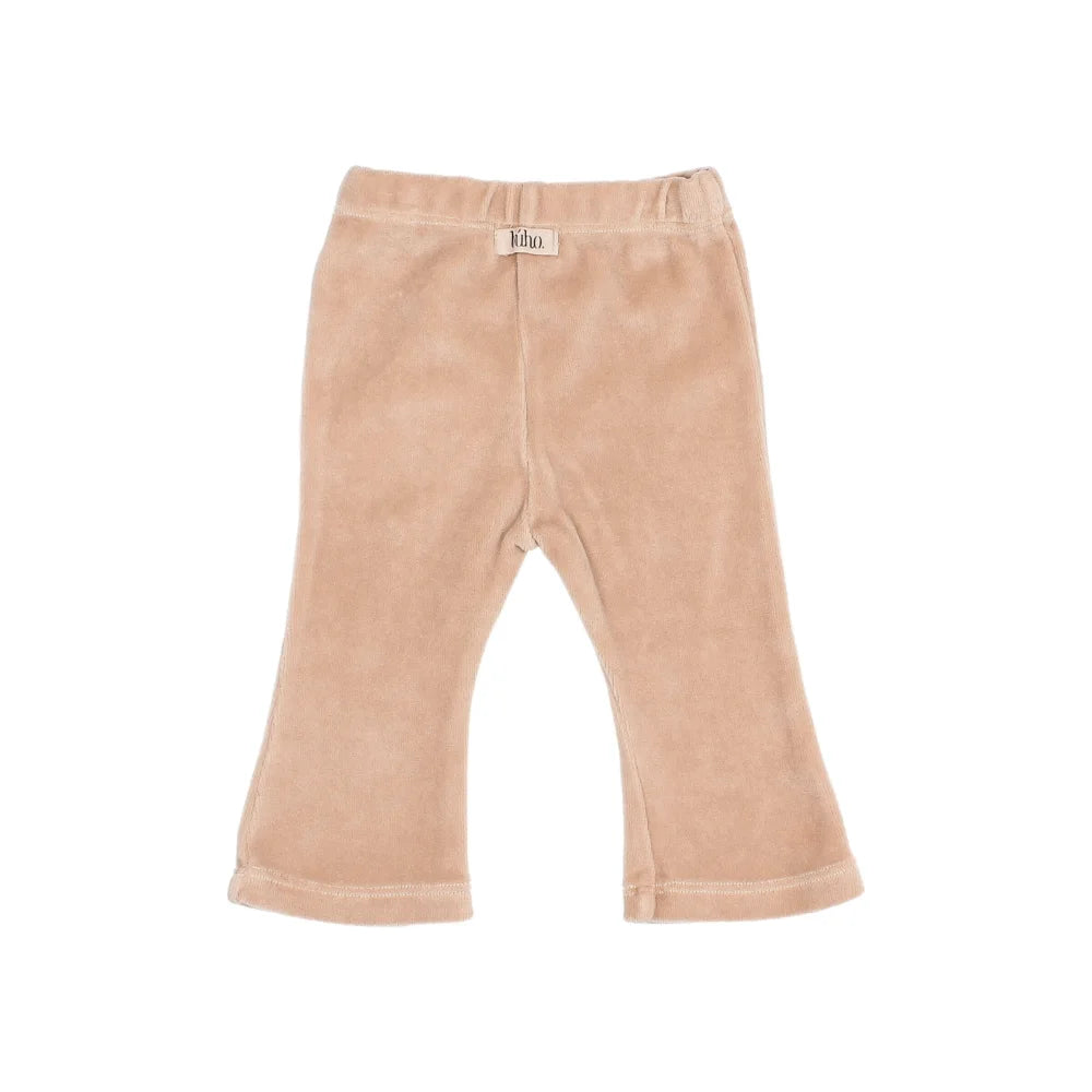 Beige Samt-Babypantoffen für Baby, flared Design, in Ivory oder Rose erhältlich