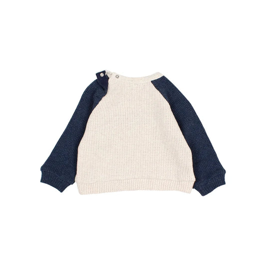 Zweifarbiger Strickpullover für Babys aus Waffelstrick, Modell Tokyo