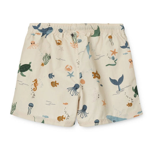Liewood Badeshorts Aiden Sea Creature Sandy mit Meeresmotiven