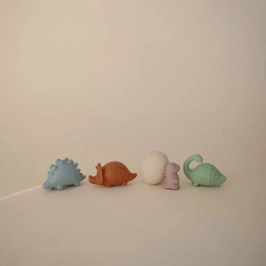 Pastellfarbene Dino-Figuren aus Badespielzeug Dino schimmelresistent