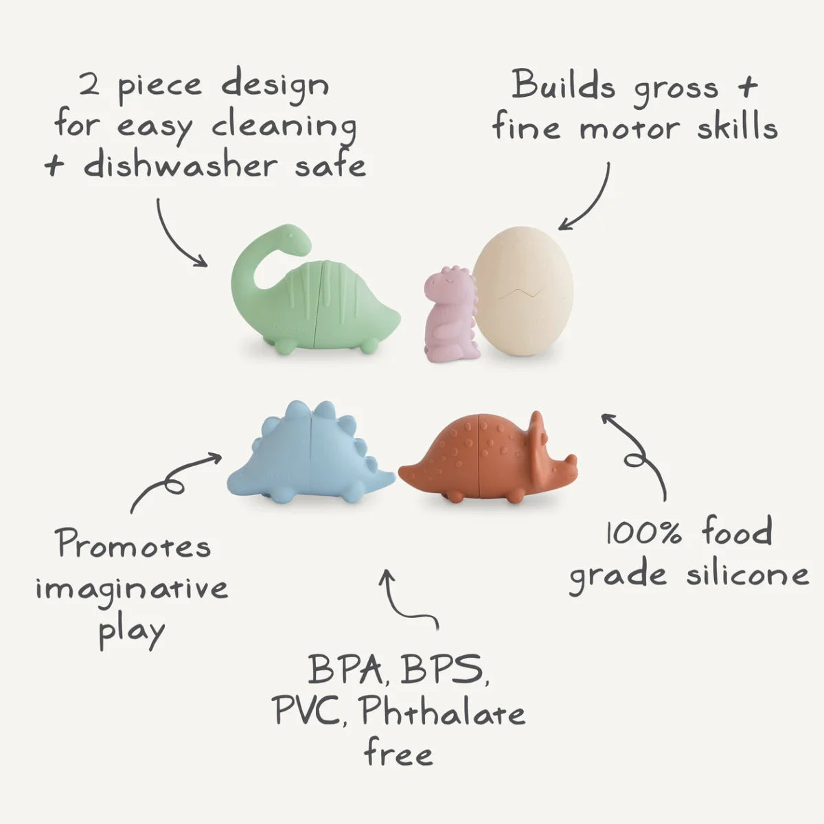 Badespielzeug Dino schimmelresistent bunte Silikone Dinosaurierspielzeug für Kinder