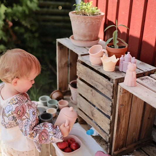 Rosa keramik teekanne mit geripptem design und rundem deckel badespielzeug princess schimmelresistent