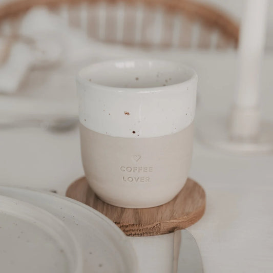Weißer Keramikbecher Coffee Lover 320ml mit Speckelfinish