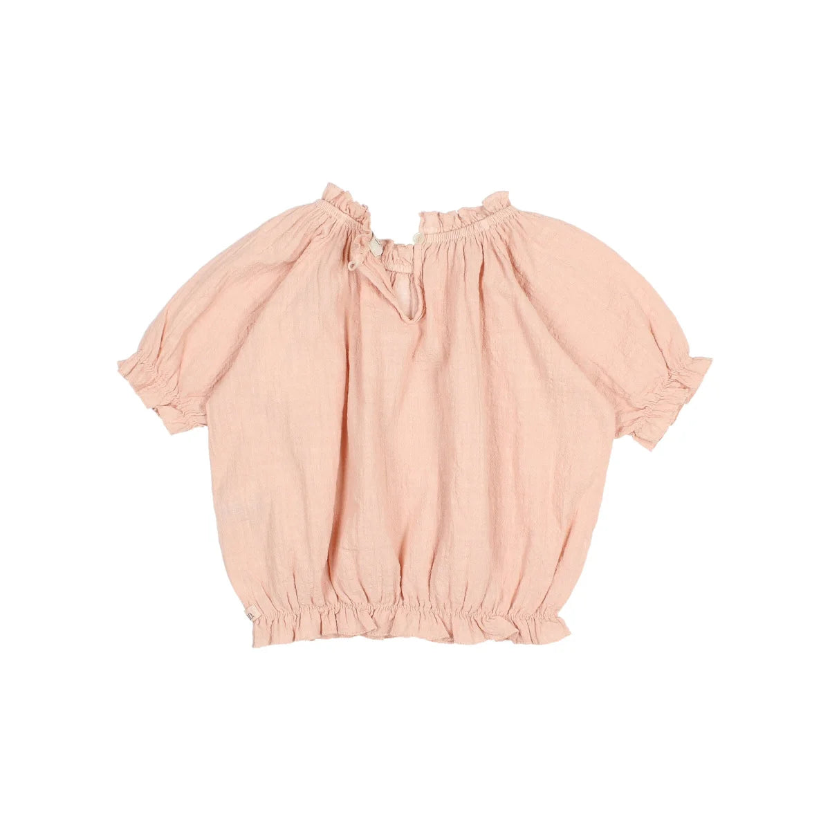 Loose-fitting pink blouse with ruffled accents from Boho Blouse | Rose