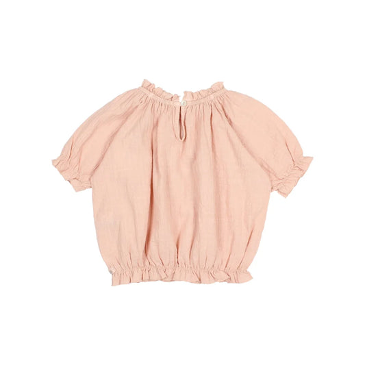 Rosa Boho Bluse mit fransigem Design in sanftem Pink für zeitlose Eleganz