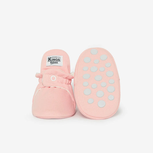 Rosa Baby-Booties mit rutschfesten Sohlen für 12-24 Monate aus Baumwolle