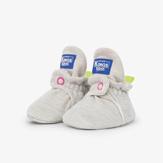 Babyschuhe aus Baumwolle in Blau für Neugeborene bis 12 Monate, Original Booties Blue Pop