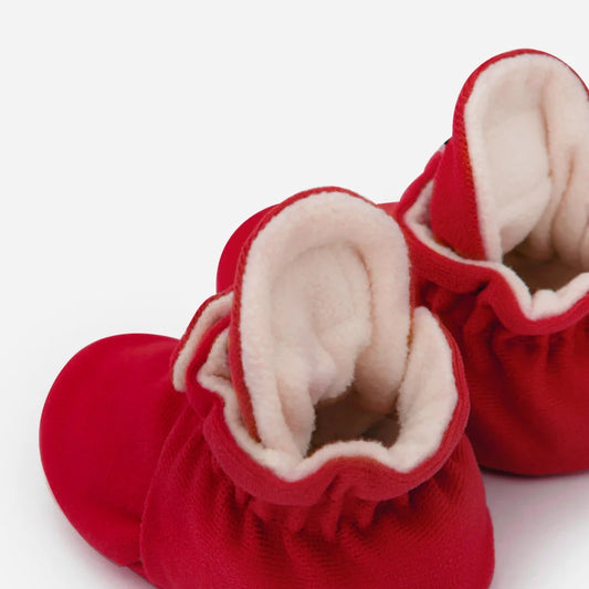 Rote Baby-Grippstiefelchen mit Fellfutter, 12-24 Monate, Weihnachtsrot