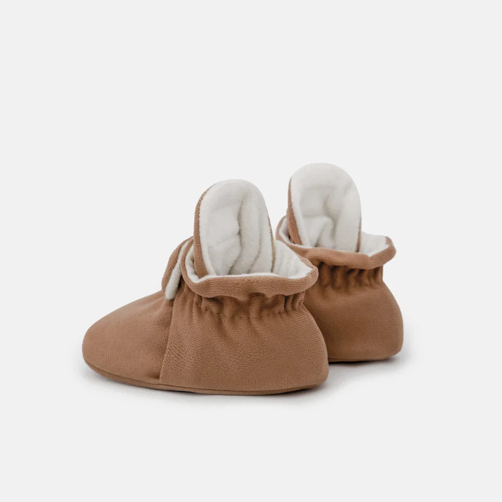 Weiche braune Babybooties mit weißem Fleece-Futter für 12-24 Monate, Mocha