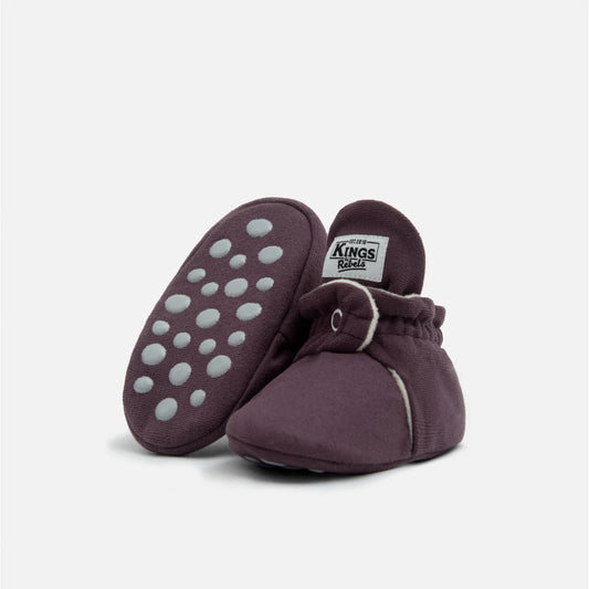 Lila Babybooties mit rutschfesten Sohlen für 12-24 Monate, Booties Gamuza Gripper