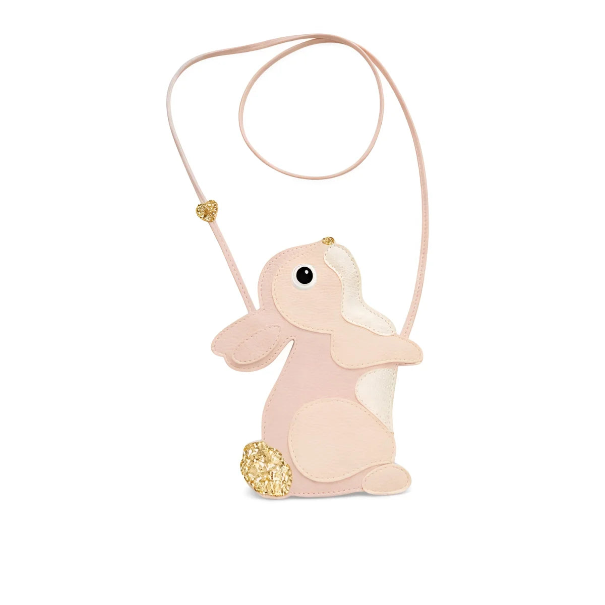 Pastellrosa Hasen-Crossbody-Tasche Bunny Bag Vanilla Latte mit Goldglitzer