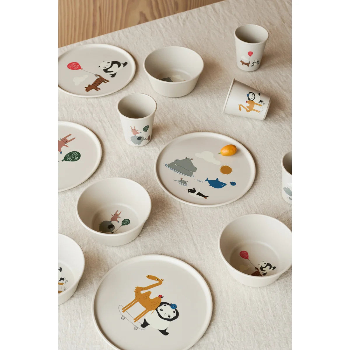 Weiße Keramik-Schalen Cees 4er-Set Sandy mit farbenfrohen Tier-Motiven