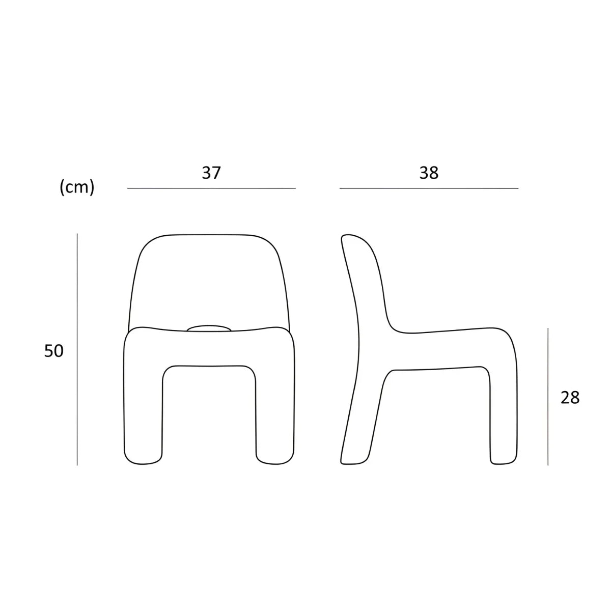 Moderner minimalistischer charlie stuhl erdbeere mit glatten plastikliniien und nahtlosem design