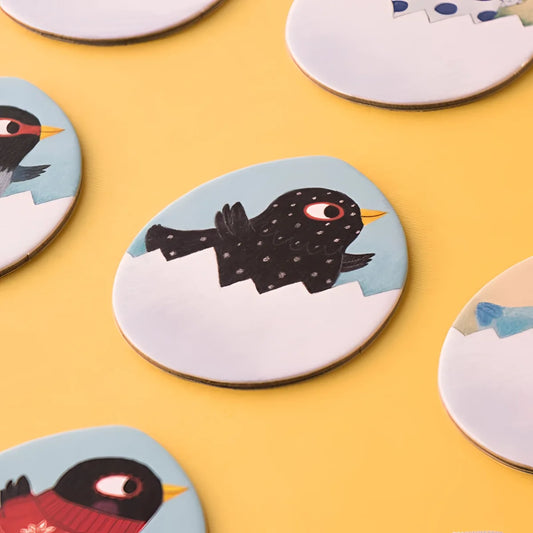 Niedlicher Cartoon-Vogel-Anstecker mit winterlichem Design für Chicks + Chickens Memo