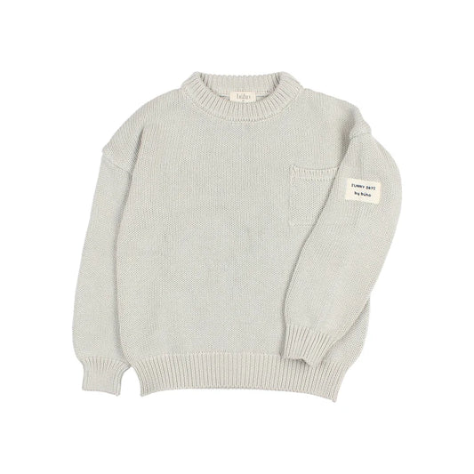 Helles graues Strickpullover aus Baumwolle im Produkt Cotton Knit Jumper | Sky Gra