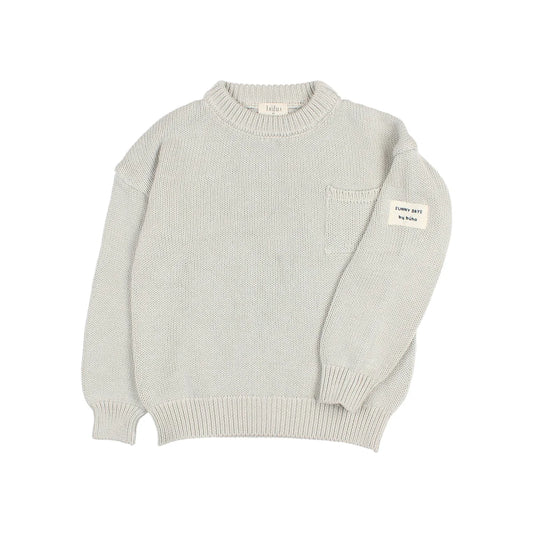 Helles graues Strickpullover aus Baumwolle im Produkt Cotton Knit Jumper | Sky Gra