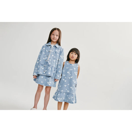 Dayla Bedruckter Jeansrock Sweethearts hellblau lockere Passform