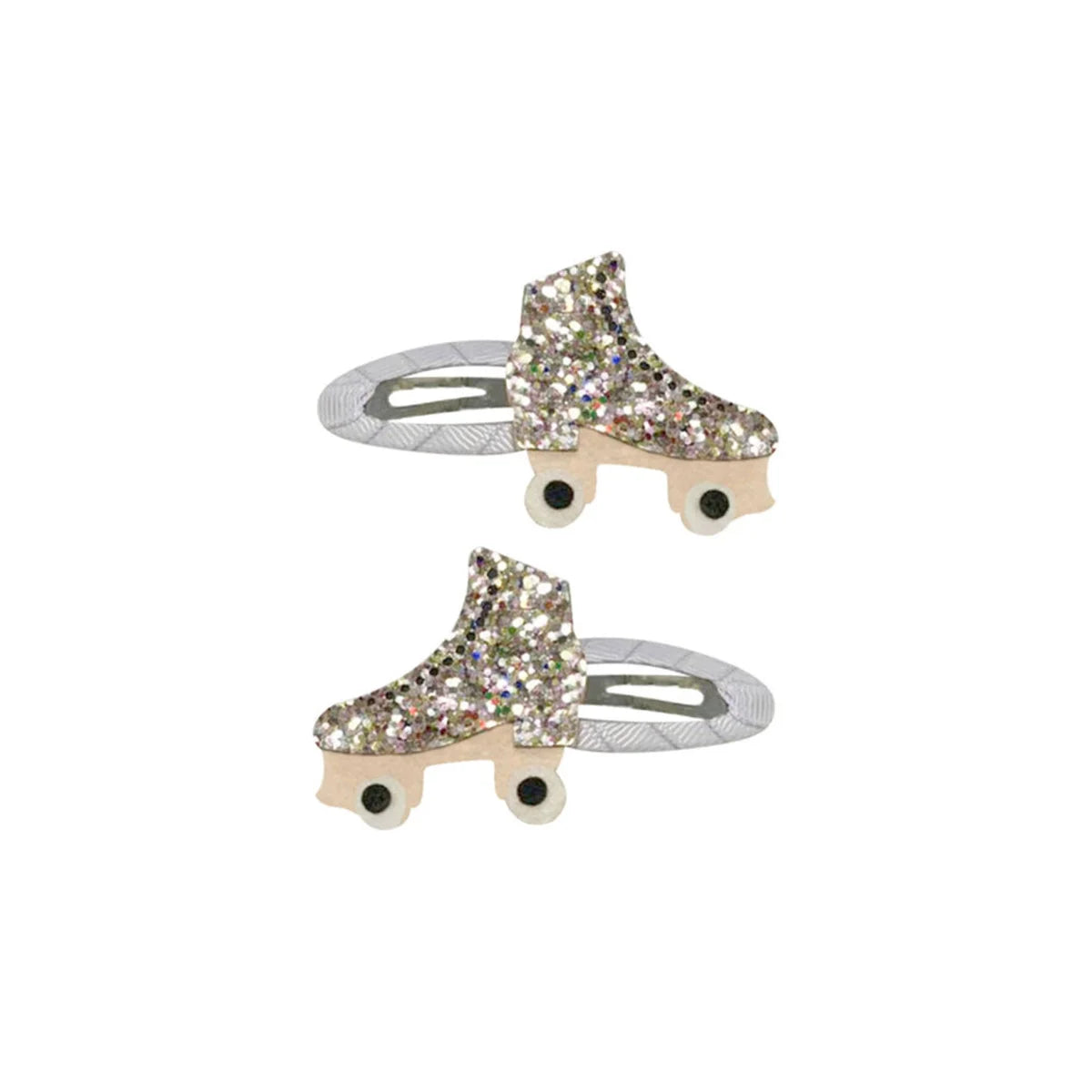 Glitzernde silberne Disco Roller Haarklammern mit Beige-Rädern von billy loves audrey