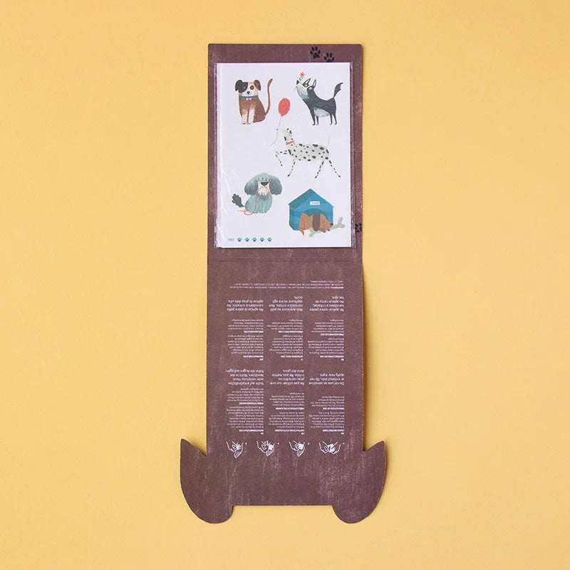 Brauner faltbarer Hund-Planer mit Cartoon-Hund-Illustrationen für Dogs Tattoos