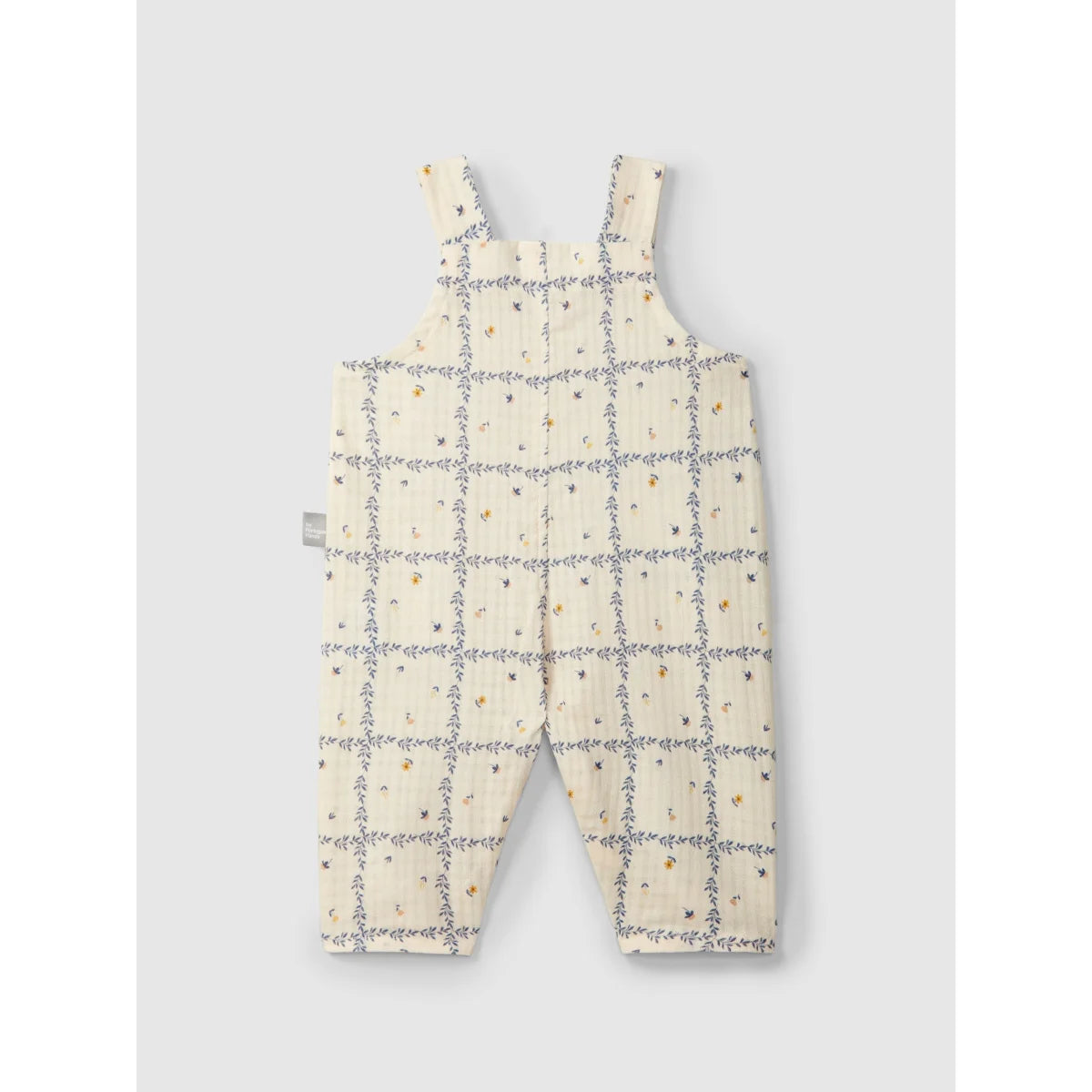 Nachhaltige Babykleidung Schweiz: Dungarees mit floral print und umklappbare Beinabschlüsse