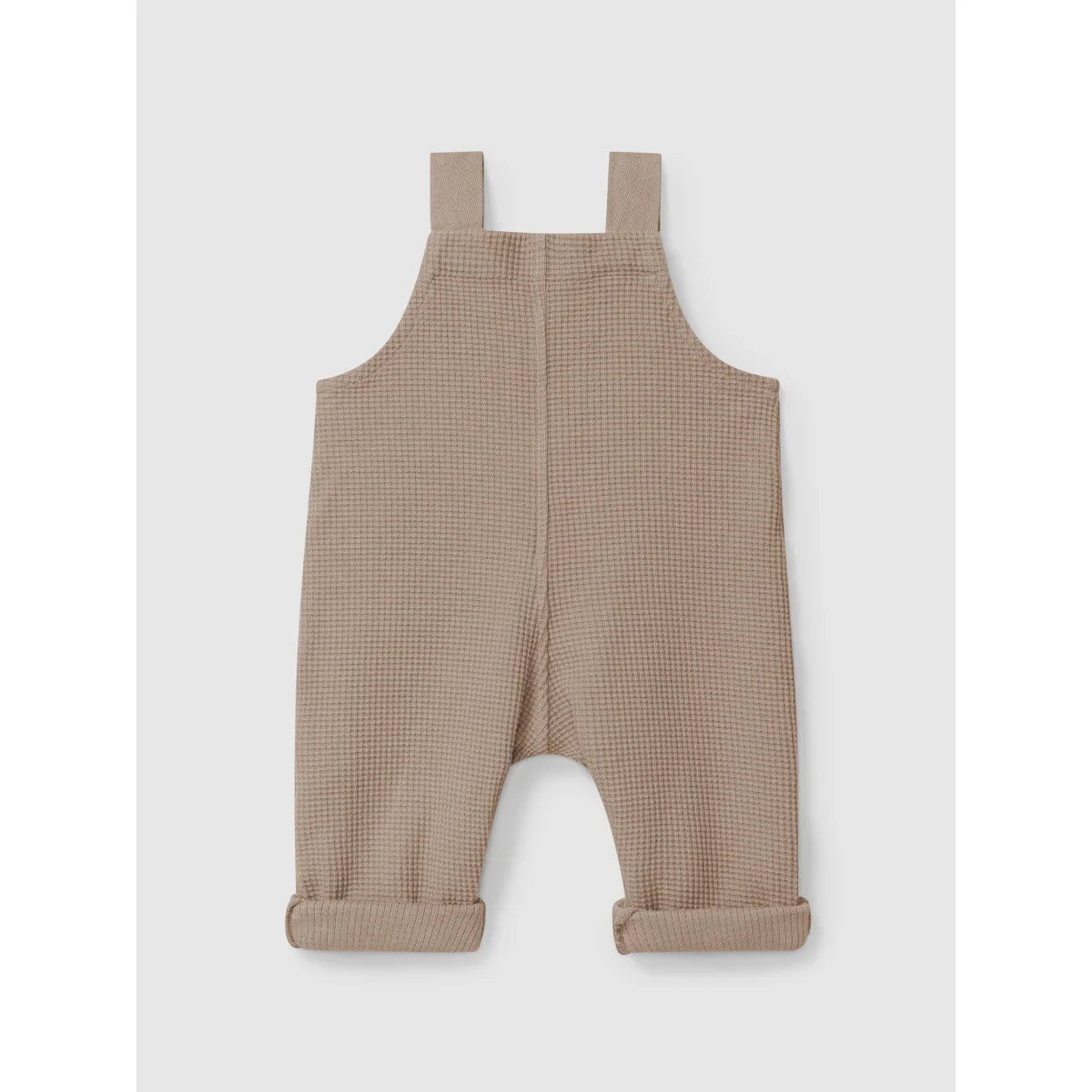Braune Waffelstrick-Babykleidung mit geknöpften Fußabschlüssen, Dungarees Taupe