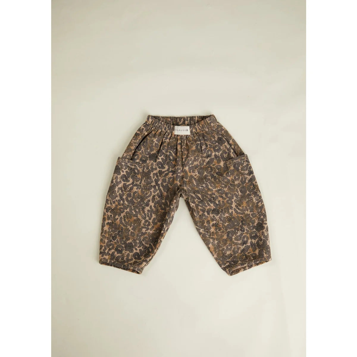 Braun-beige Leopard-Print Kinderhose Emerson Trouser Leo mit Gummibund