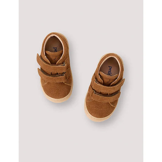 Braune Wildlederschuhe mit Klettverschluss für den Alltag