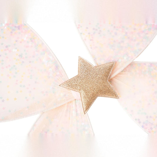 Feenflügel Darcy: Goldener Glitzerstern auf schimmernden pinken Feenflügeln