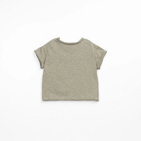 Einfarbiges, hellgrünes kurzärmeliges T-Shirt aus recyceltem Material