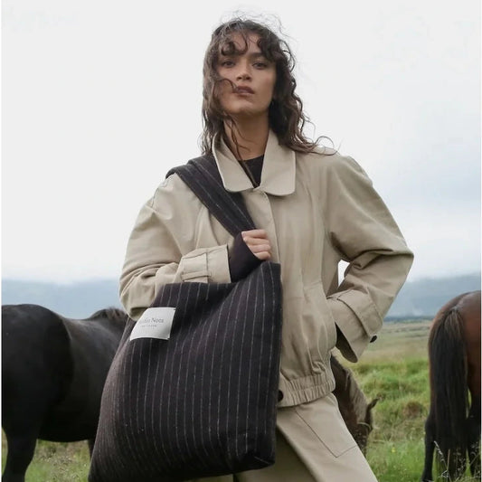 Flannel Chalkstripe Mom Bag Brown