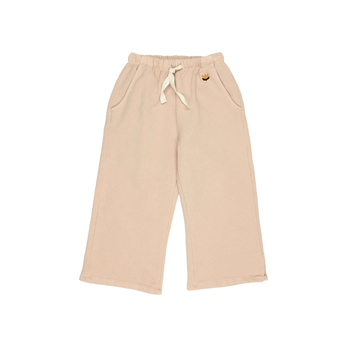 Beige Weitbein-Hosen aus Fleece für Damen in Produkt Rose