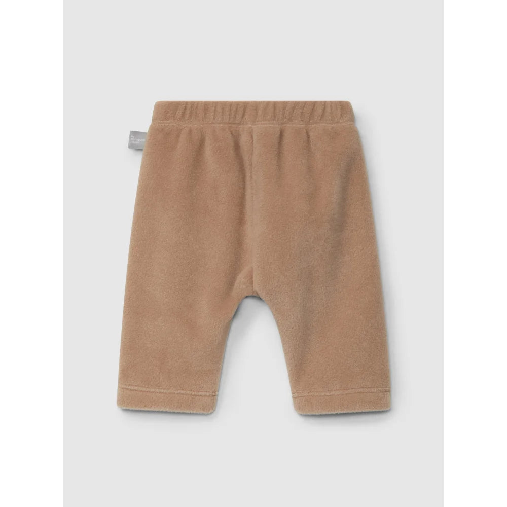 Braune Baby-Sweatpants mit elastischem Bund und gerippten Bündchen, Fleece Pull-on Pants Beige