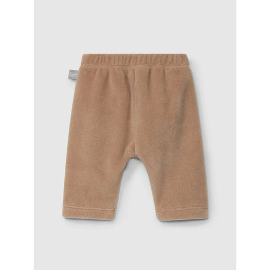 Braune Baby-Sweatpants mit elastischem Bund und gerippten Bündchen, Fleece Pull-on Pants Beige