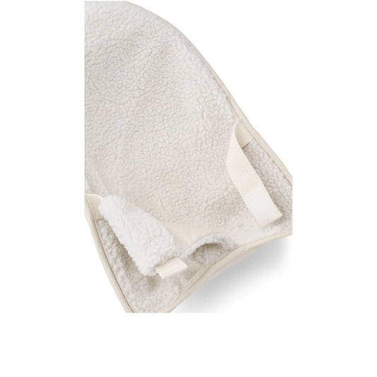 Weiche cremefarbene Sherpa-gefütterte Booties mit zwei Klettverschlüssen für Fleece-Puppenwippe Mabel Sandy