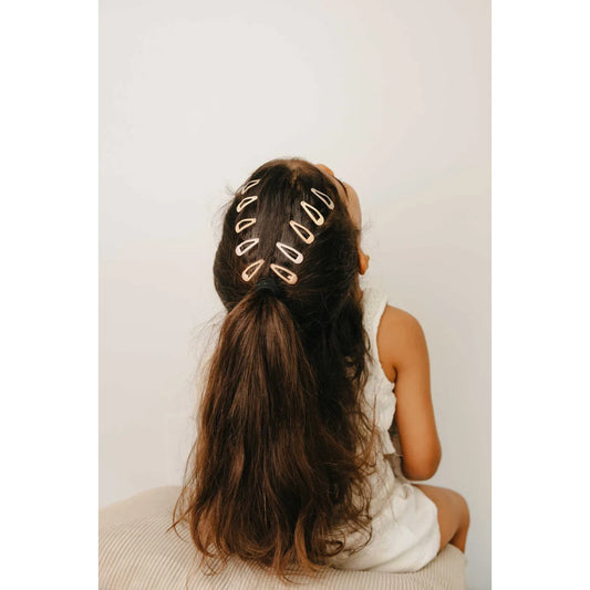 Glitzer Mini Haarklammern mit goldenem geometrischem Muster aus Metall