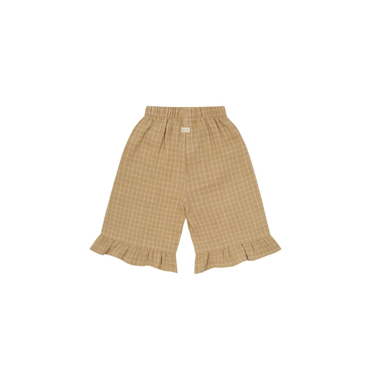 Beige rüschensäumige Culottes im Karomuster aus der Kollektion Grid Check Frill Pants