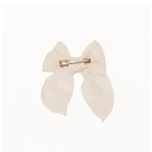 Weißes Stoffhaarbäumchen mit Metallclip von Grosse Haarschleife | Little Daisys