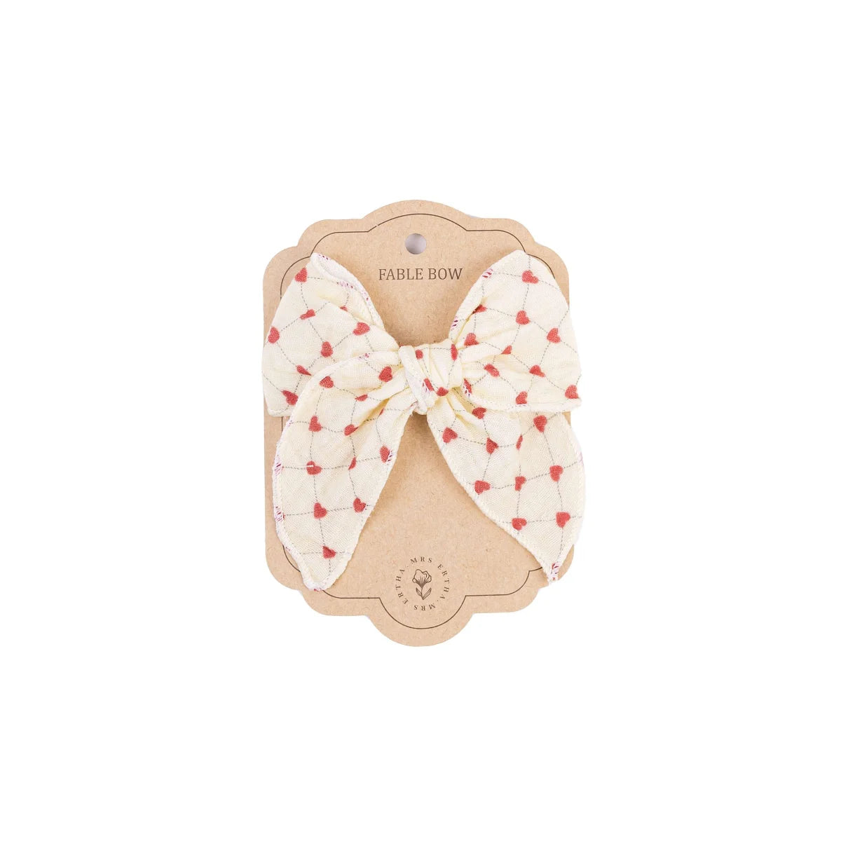 Cremfarbene Schleife mit roten Herzen aus der Kollektion Lovely Roots