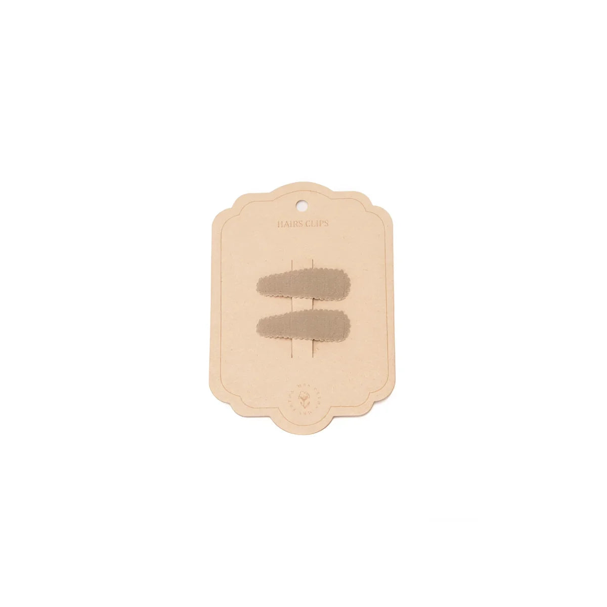 Zwei beige Haarspangen auf einer Produktkarte von Haarspangen | Olive