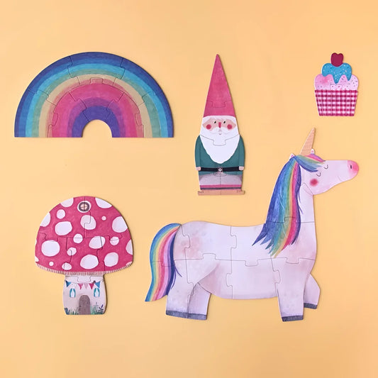 Bunte Einhorn mit Regenbogenmähne und -schwanz für Happy Birthday Unicorn Puzzle