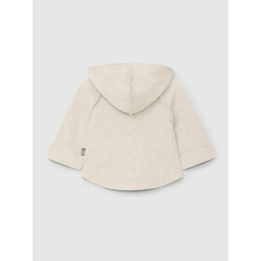 Off-White Kapuzenjacke für Kinder mit weiten Ärmeln aus Fleece in Sandfarbe