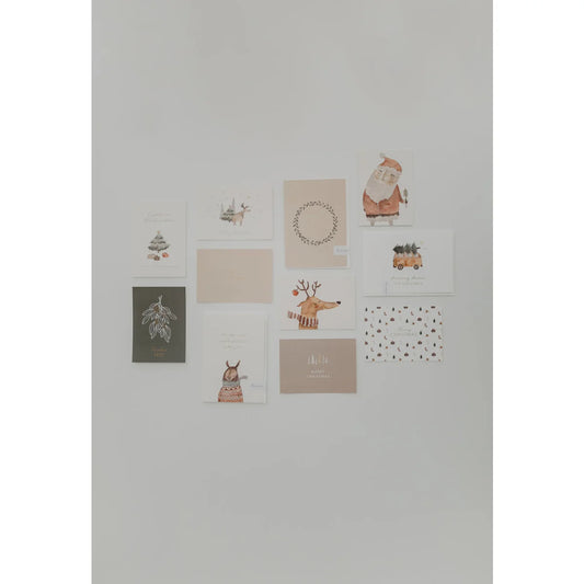 Weihnachtliche Grußkarten Sammlung für Karte Rentier Illustration aus Holzschliffpappe