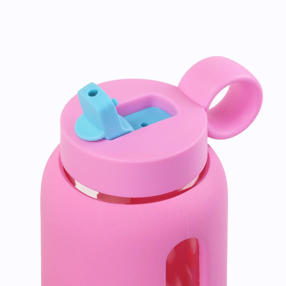 Rosa Wasserflasche mit blauer Flip-Top-Deckel für Kinder, 300 ml